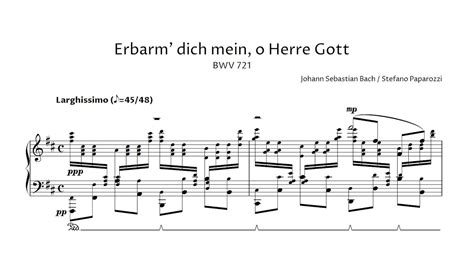 J S Bach Erbarm Dich Mein O Herre Gott BWV 721 Piano