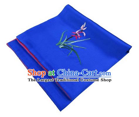 Chinese Traditional Handmade Embroidery Orchid Pink Silk Handkerchief