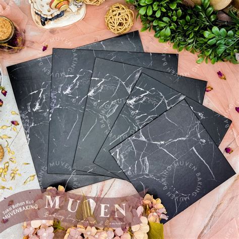 Jual TATAKAN KUE CAKE BOARD KOTAK TEBAL FOOD GRADE BLACK MARBLE