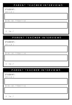 Parent Teacher Interview Template By Rt S Tpt Store Tpt