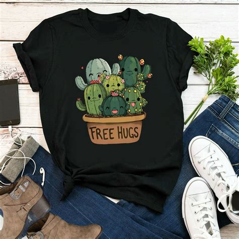 Abrazo Gratis Camiseta Clásica Lindo Cactus Suculento Plantas Etsy