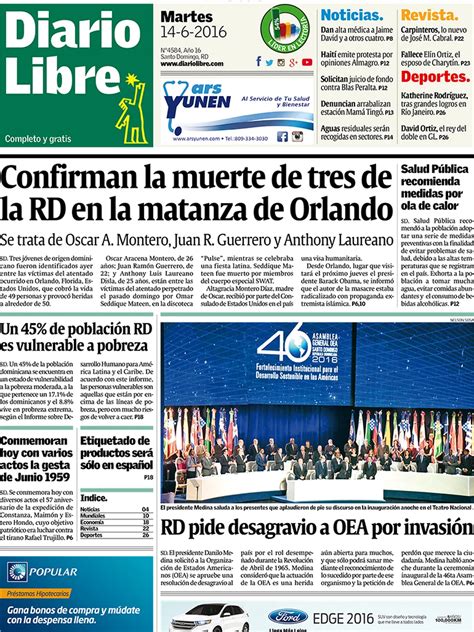 Diario Libre República Dominicana Martes 14 De Junio De 2016 Infobae