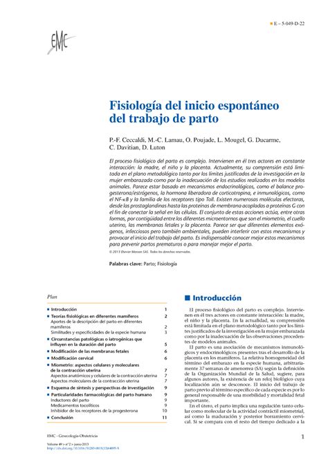 Ceccaldi Fisiologia Del Trabajo De Parto E D