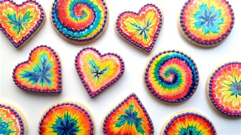 How To Decorate Rainbow Tie Dye Cookies With Royal Icing Hippie Hugs