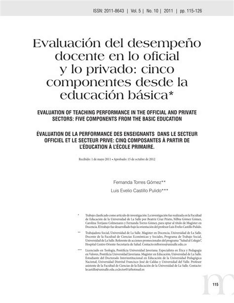 PDF Evaluación del desempeño docente en lo oficial y lo instrumentos