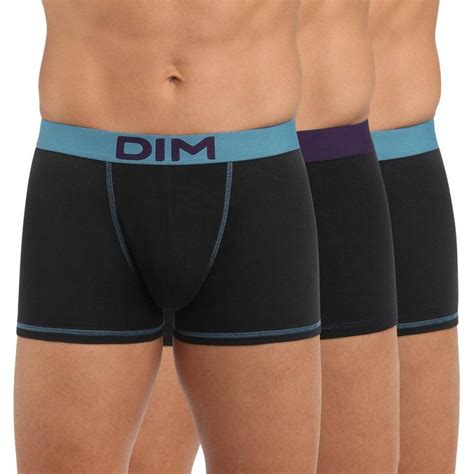 DIM 3 Boxers Homme MIX AND COLORS Noir Ceint Vert Viride Violet