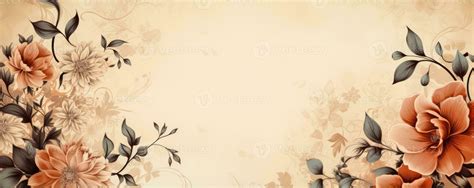 Vintage wallpaper with whimsical floral patterns background with empty ...