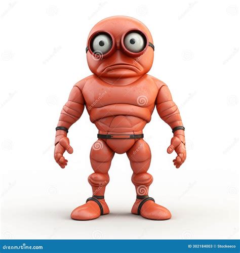 3d Orange Cartoon Monster Model With Glasses Reinterpreted Human Form Stock Illustration