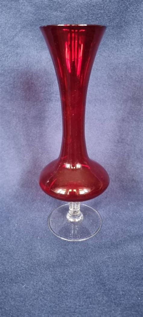 Vintage Red Glass Vase Etsy