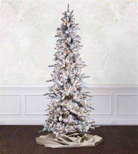 Slim Flocked Pencil Christmas Tree - Artificial Pencil Pine