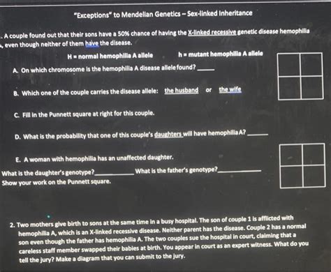 Solved Exceptions To Mendelian Genetics Sex Linked