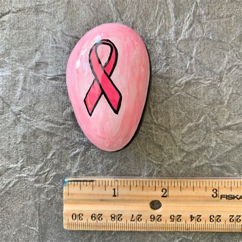 Pink Breast Cancer Awareness Ribbons Painted Rocks Kindness Etsy