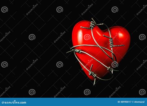 Heart In Barbed Wire On Black 2 Stock Image Image Of Background Bdsm