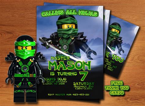 Ninjago Invitation Ninjago Lego Ninjago Birthday Invitation Etsy