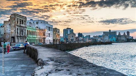 Havana Cuba. Malecon - Havana's famous embankment promenade in Havana, Cuba Stock Photo | Adobe ...