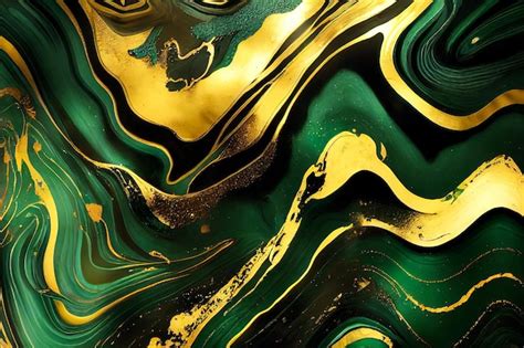 Premium Photo Black Gold And Green Marble Abstract Background