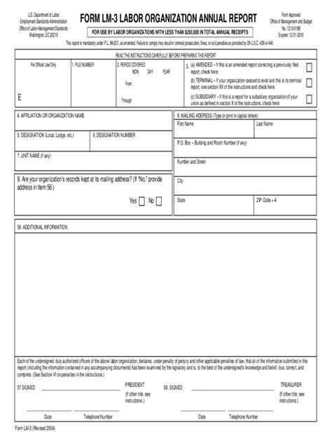 Fillable Online Lm Form Lm Labor Organization Annual Report Lmrda