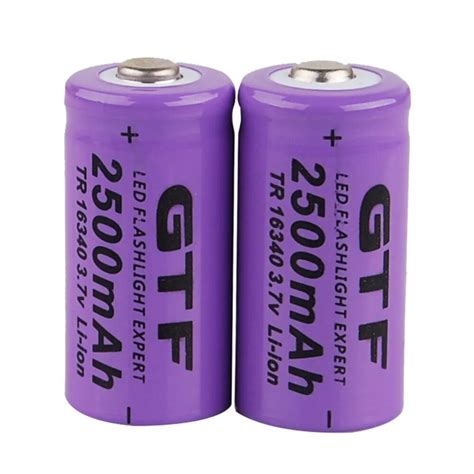 GTF 4pcs Universal 16340 2500mAh 3 7V Li Ion Rechargeable Batteries For