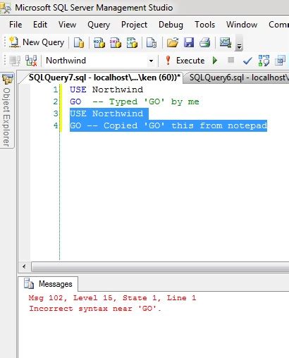 Getting Error In Sql Server Incorrect Syntax Near Go When I Copy Hot Sex Picture