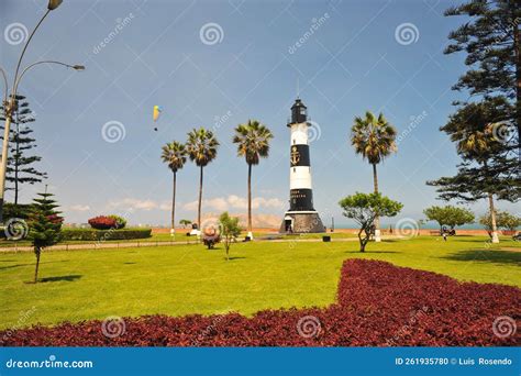 Lima Peru Lighthouse Tower Faro La Marina Landmark Miraflores Stock