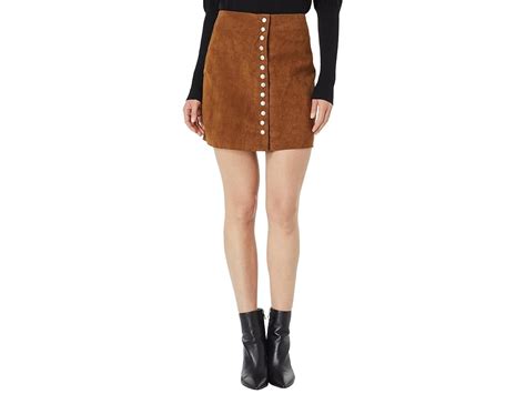 Blank Nyc Real Suede Miniskirt With Snap Front Closure Detail Ginger