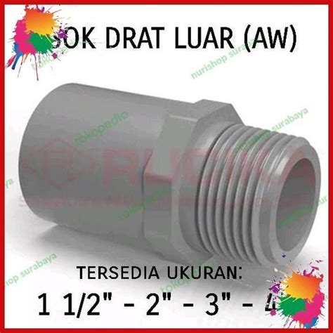 Jual Sok Shock Sock Drat Luar Valve Socket 1 12 2 3 4 Inch Aw Rucika Nur Shopee Indonesia