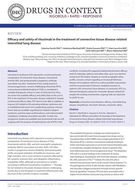 Pdf Efficacy And Safety Of Rituximab In The Treatment Of Connective Tissue Disease Related