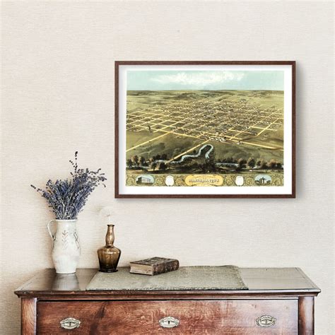 Vintage Map of Marshalltown, Iowa 1868 by Ted's Vintage Art