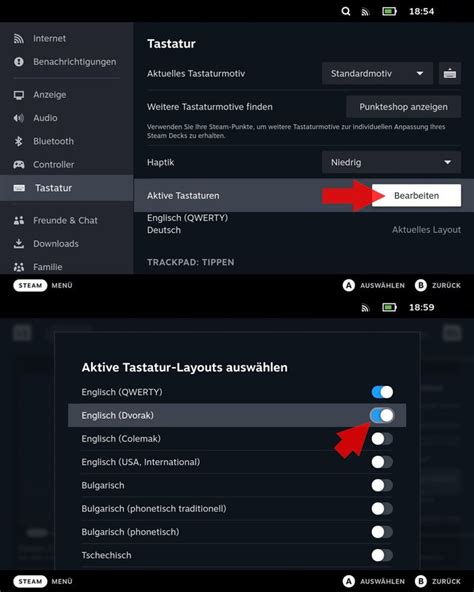 Steam Deck Virtuelle Tastatur öffnen Layout ändern