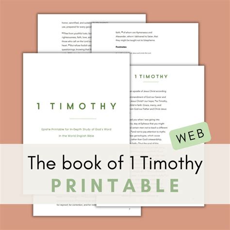 1 Timothy Printable Bible Reading & Journaling Scripture Study and ...