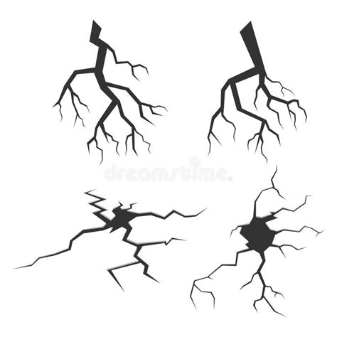 Conjunto De Grietas Y Arañazos Diferentes Grietas En El Suelo Después