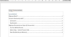 Microsoft Word de İçindekiler Tablosu Oluşturma My To World