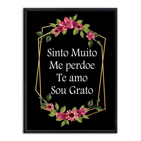 Quadro Decorativo Hooponopono Sinto Muito Me Perdoe Te Amo Sou Grato