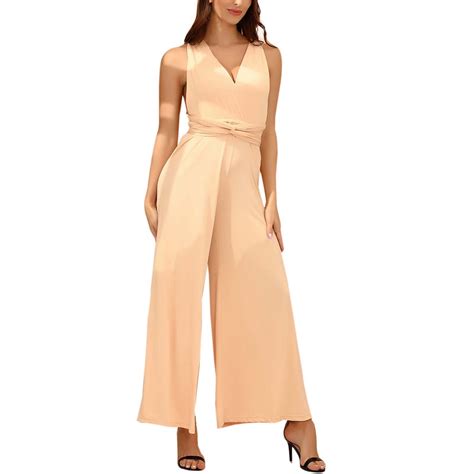 Gdreda Dressy Jumpsuit Womens Sexy Backless Solid Color Jumpsuit With Wide Leg Pants With