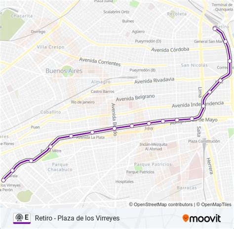 Ruta E Horarios Paradas Y Mapas Plaza De Los VirreyesRetiro