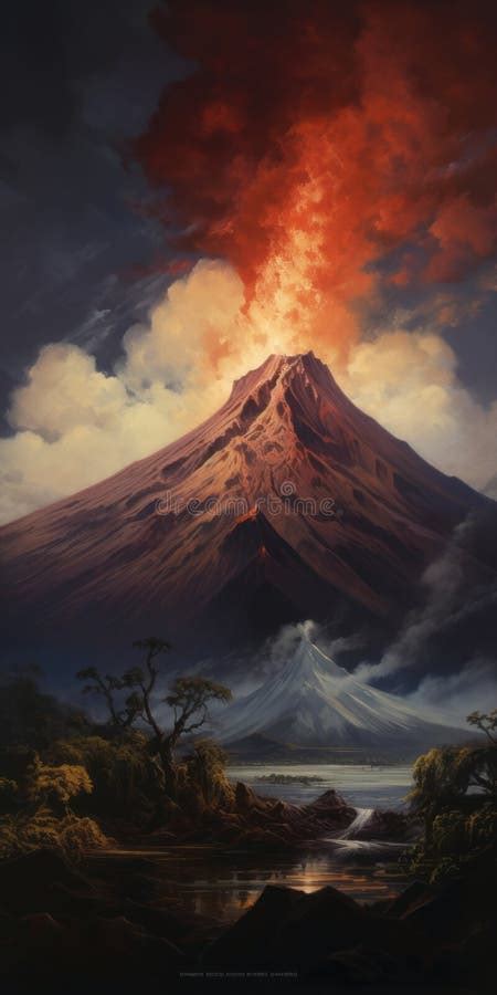 Volcano Majesty A Breathtaking Speedpainting Of Nature S Power Stock