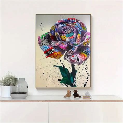 Rose Graffiti Wall Art Canvas Street Graffiti Canvas Poster Colorful ...