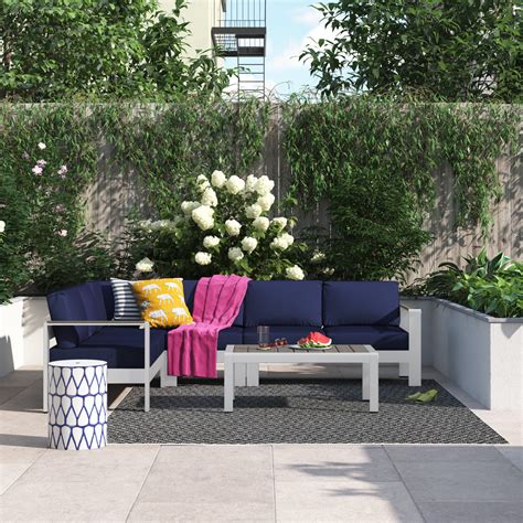 Ivy Bronx Shore 5 Piece Outdoor Patio Aluminum Sectional Sofa Set