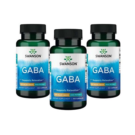 Gaba 500mg Pack 3 x 100 Cápsulas Swanson Peixe Verde