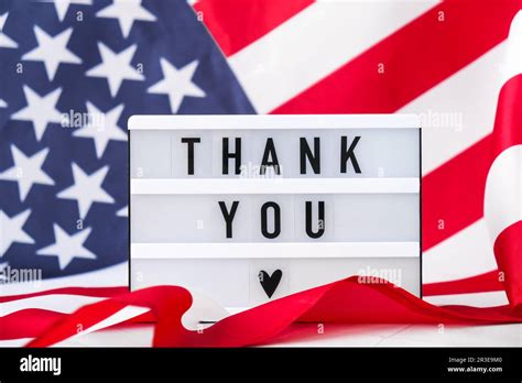 American Flag Lightbox With Text Thank You Flag Of The United States