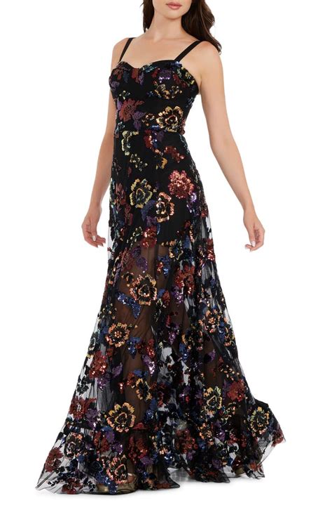 Dress The Population Anabel Sequin Floral Gown Nordstrom