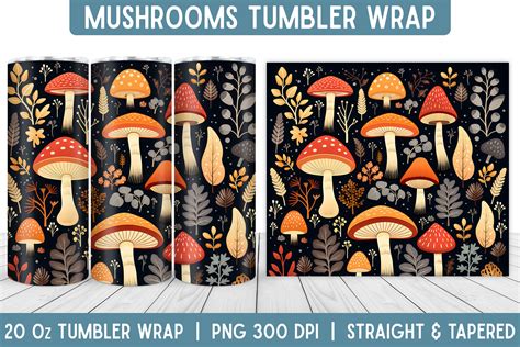 Mushrooms Sublimation Tumbler Wrap Graphic By TheDigitalStore247