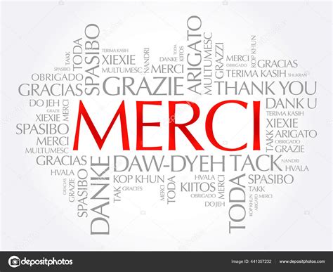 Merci Thank You French Word Cloud Different Languages Stock Vector By