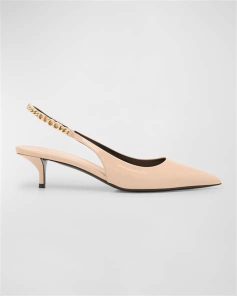 Miu Miu Patent Bow Kitten Heel Slingback Pumps Neiman Marcus