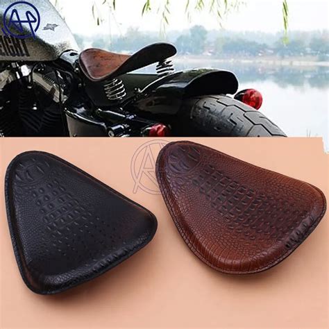 Motorcycle Retro Brown Black Crocodile Leather Solo Seat For Harley