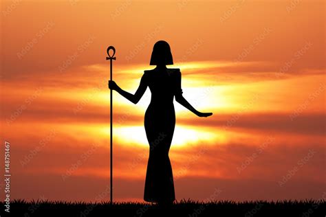 Cleopatra Silhouette At Sunset Stock Illustration Adobe Stock