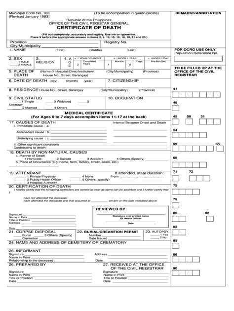 Death certificate template: Fill out & sign online | DocHub