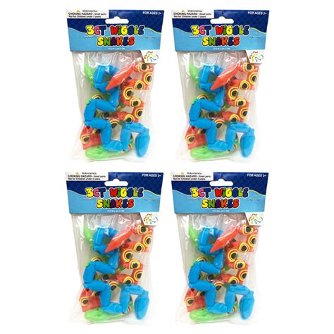 Set Of 12 Wiggle Snake Toys Jointed Plastic Snakes Wiggly Birthday Par