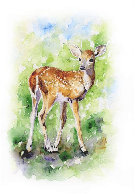 Deer digital baby deer watercolor bambi art woodland | Etsy