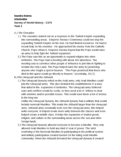 C Task Google Docs Sandra Kierns Survey Of World